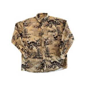 Rugged Earth Outfitters Men’s XL Deer Forest Camo Button Down Hunting Shirt